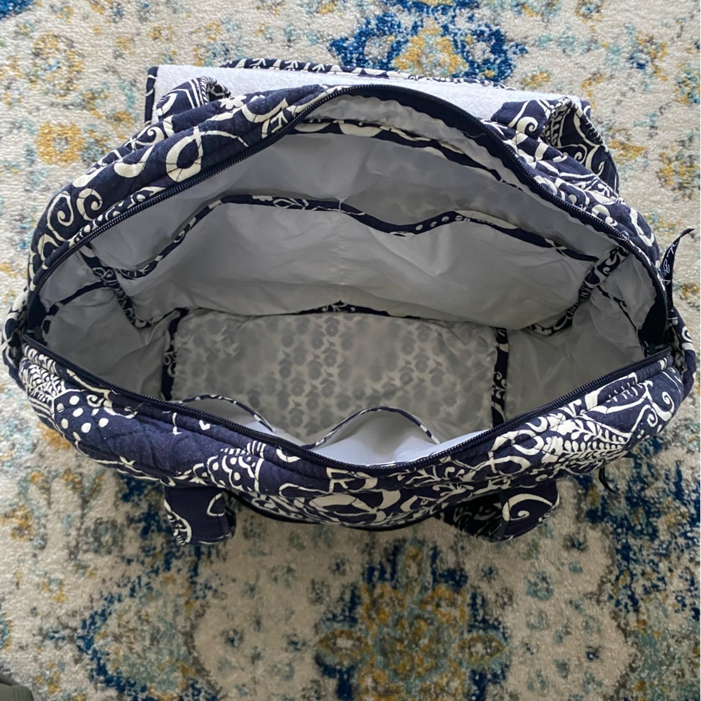 Vera Bradley Twirly Birds (Retired) Navy Cotton Diaper Bag EUC - Picture 4 of 10